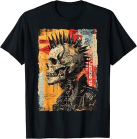 Vintage Graffiti Biker Rocker Skeleton Horror Skull T-Shirt
