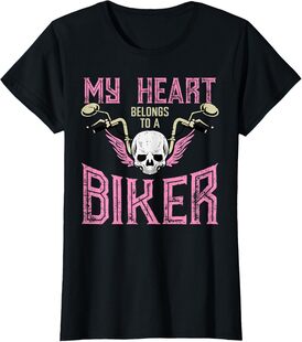 My Heart Belongs To A Biker Motorcycle Motorbike Women Girls T-Shirt