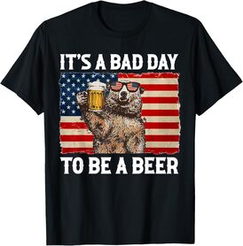 US Flag Bear Drinking Shirt It's A Bad Day To Be A Beer T-Shirt